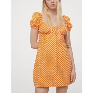 Never Worn Orange Puff Sleeve Mini Dress